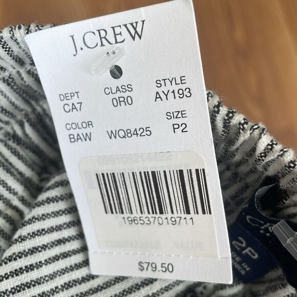 J Crew Striped linen-cotton blend drawstring pant Size P2 - Picture 7 of 15